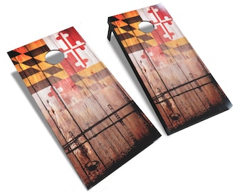 FREE Shipping  |  Cornhole Board Decals  |  Maryland Flag Cornhole  |  Professionally Printed