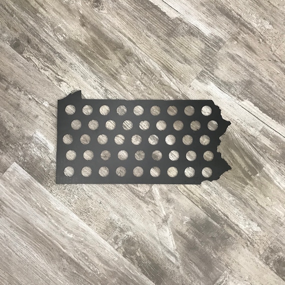 Pennsylvania Bottle Cap Display  |  State Shaped Beer Bottle Cap Holder  |  Beer Cap Sign