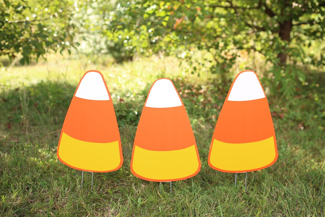Halloween Candy Corn Yard Decorations Yard Signs Fall Decoration Etsy