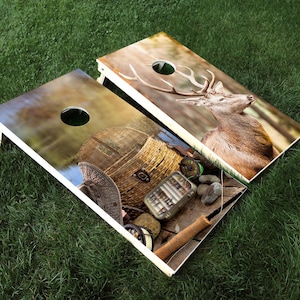 Hunting & Fishing Cornhole Board Decals  |  FREE US SHIPPING
