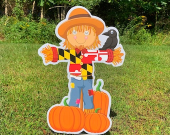 Maryland Scarecrow Yard Decoration  |  Fall Yard Decor  |  Thanksgiving Decor  |  MD Pride  |  Single-Sided  |  Full Color Digitally Printed