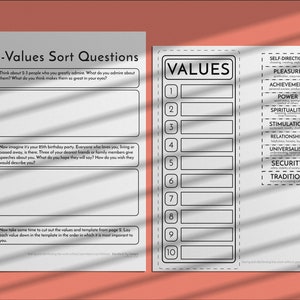 Printable Values Board // Therapy Tools // Acceptance & Commitment Therapy // Psychology Gift // Valued Action // Therapist Gift