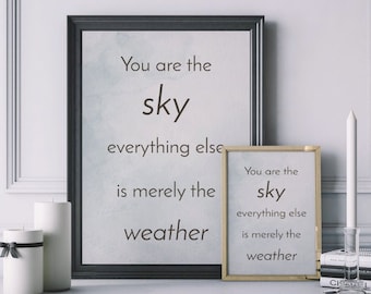 Mindfulness Print / You Are the Sky Everything Else is Merely the Weather / Therapy Sign / Office Decor / Acceptance Decor / Psychology