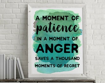 Patience Print // A Moment of Patience // DBT Gift // Mental Health Gift // Do Whats Effective // Therapy Gift // Mindfulness Gift // Anger