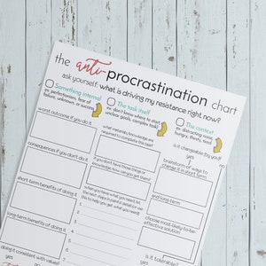 Tabel tegen uitstelgedrag // Afdrukbaar // Coping-vaardigheden // Organisatie // CGT // Checklist // Therapiebureau digitale print // Therapietool