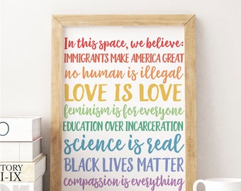 In This Space, We Believe // Office Digital Print // Love is Love // Black Lives Matter // Digital Download // Professor // Social Justice