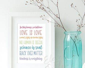 In This House, We Believe // Digital Print // Love is Love // Black Lives Matter // Digital Download // Rainbow // Social Justice