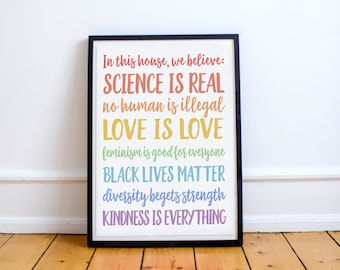 In This House, We Believe // Digital Print // Love is Love // Black Lives Matter // Digital Download // Rainbow // Social Justice