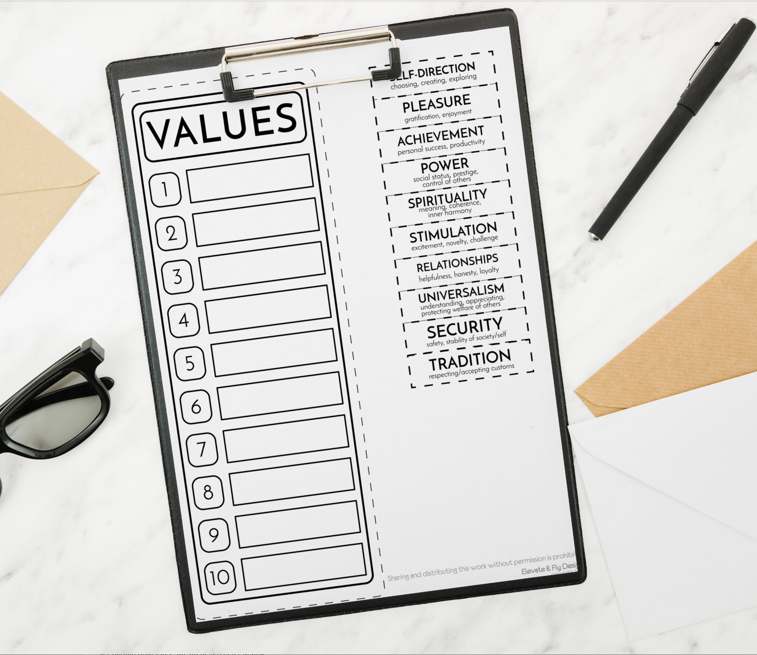Hand Writing Values Printable Values Board // Therapy Tools // Acceptance & Commitment ...