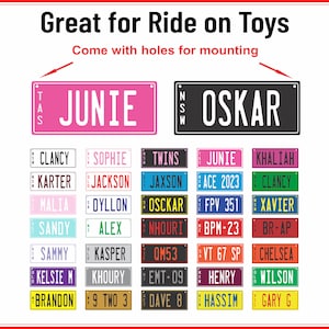 Kids Personalised Number Licence Plate Kids Ride on Toy Car Novelty Bike Custom Mini Number Plate Sign  140 x 60mm Comes with MOUNTING HOLES
