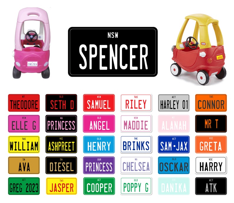 Little Tikes Cozy Coupe Custom Personalised Number Plate Kids Ride on Toy Car 90 x 50mm zdjęcie 3