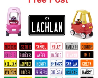 Little Tikes Cozy Coupe Custom Personalised Number Plate Kids Ride on 90 x 50mm