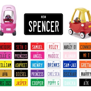 Little Tikes Cozy Coupe Custom Personalised Number Plate Kids Ride on Toy Car 90 x 50mm zdjęcie 7