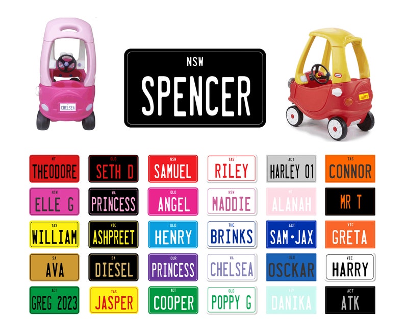 Little Tikes Cozy Coupe Custom Personalised Number Plate Kids Ride on Toy Car 90 x 50mm zdjęcie 7