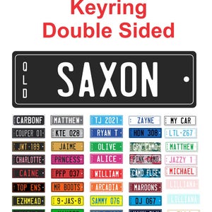 Personalised Key Ring Double Sided Custom Keyring License Number Plate Rego Style Key Tag School Bag Tag