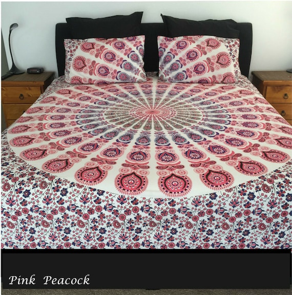 King Size Quilt Doona Cover Mandala Reversible 2 Pillow Cases