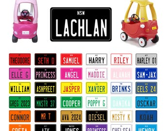 Personalized Cozy Coupe License Plate - Custom Ride On Car Plate (90x50mm) Suits Little Tykes