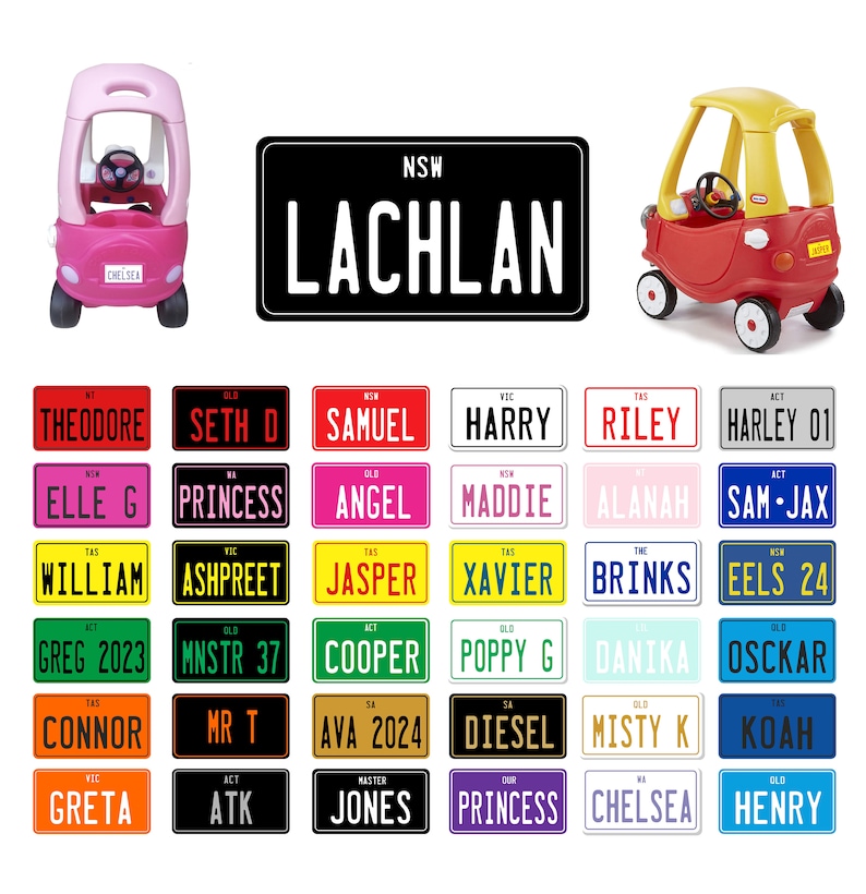 Little Tikes Cozy Coupe Custom Personalised Number Plate Kids Ride on Toy Car 90 x 50mm zdjęcie 1