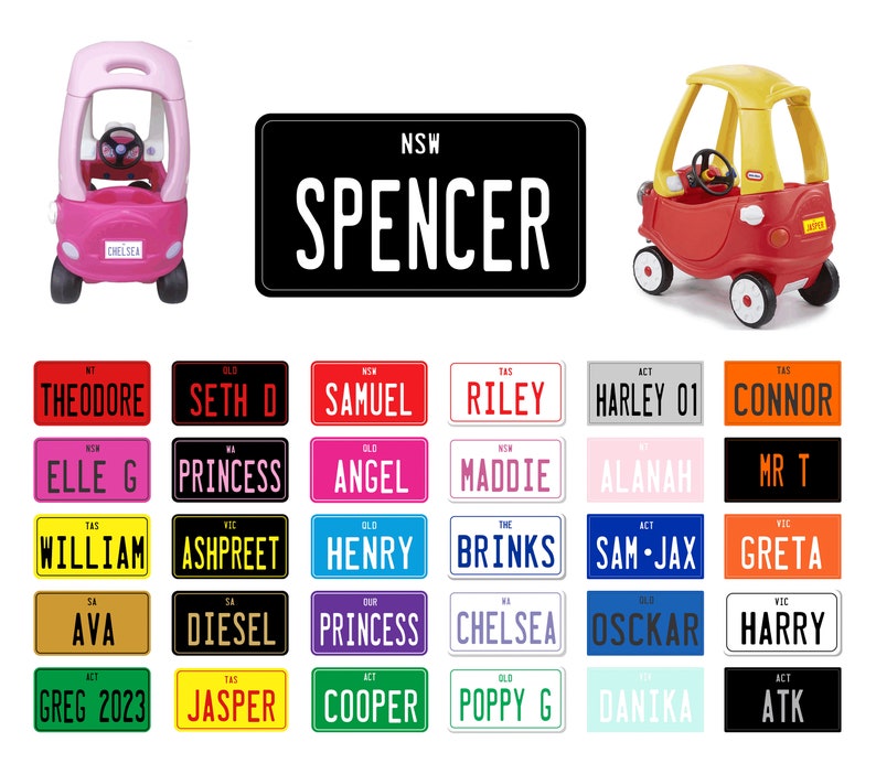 Little Tikes Cozy Coupe Custom Personalised Number Plate Kids Ride on Toy Car 90 x 50mm zdjęcie 6