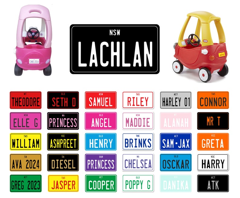 Little Tikes Cozy Coupe Custom Personalised Number Plate Kids Ride on Toy Car 90 x 50mm zdjęcie 10