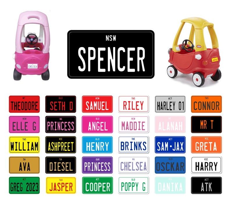 Little Tikes Cozy Coupe Custom Personalised Number Plate Kids Ride on Toy Car 90 x 50mm zdjęcie 4