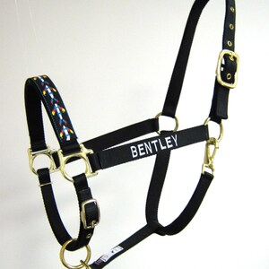 Personalized Western Design Horse Halter, Embroidered Large Horse Halter, Monogrammed Draft Horse Halter, Custom Arab Halter