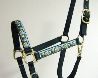 Halters de caballo de diseño de rana, Halter de caballo de tiro de rana verde, Halter de caballo grande de rana linda, Halters de caballo personalizados, Halters de caballo separables