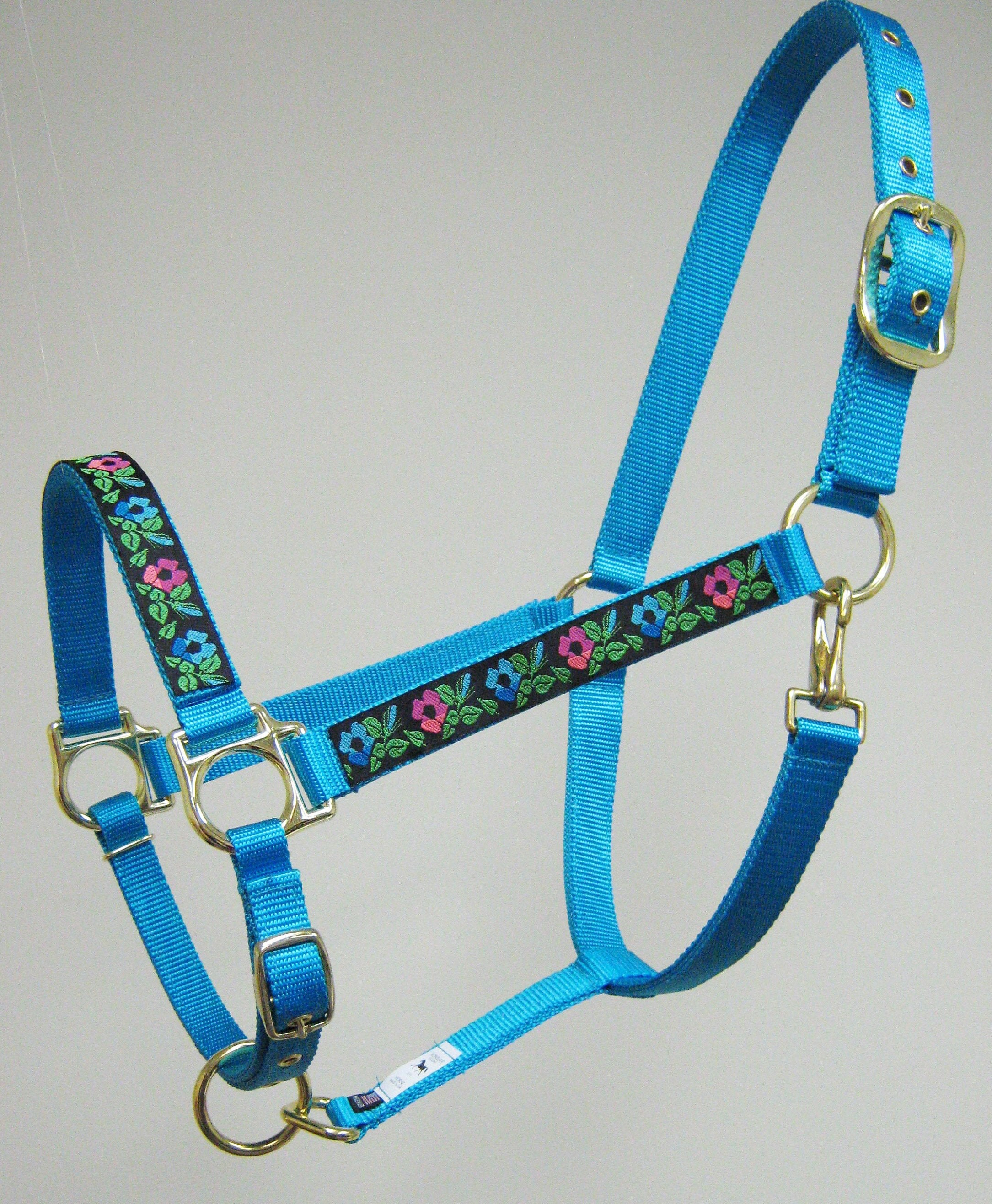 Blue Flower Horse Halter Rose Flower Horse Halter Black Etsy España