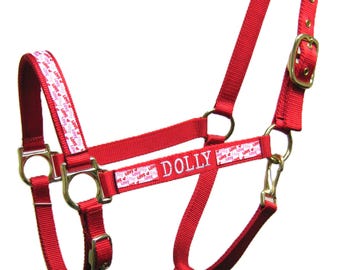Cabestro Love Horse personalizado, cabestro Love Horse rojo personalizado, cabestro Mini Horse para San Valentín