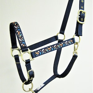 Feather Design Horse Halter, Feather Mini Horse Halter, Feather Large Horse Halter, Custom Draft Horse Halters, Leather Crown Horse Halters