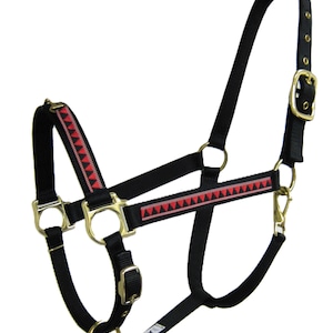 English Bit Pyramid Trim Horse Halter, English Bit Triangle Design Mini Halter, Bit Design Leather Crown Halters, Custom Halters