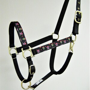 Skull with Bow Horse Halter, Crossbones Large Horse Halter, Skull Draft Horse Halter, Breakaway Crown Horse Halter, Designs Horse Halter