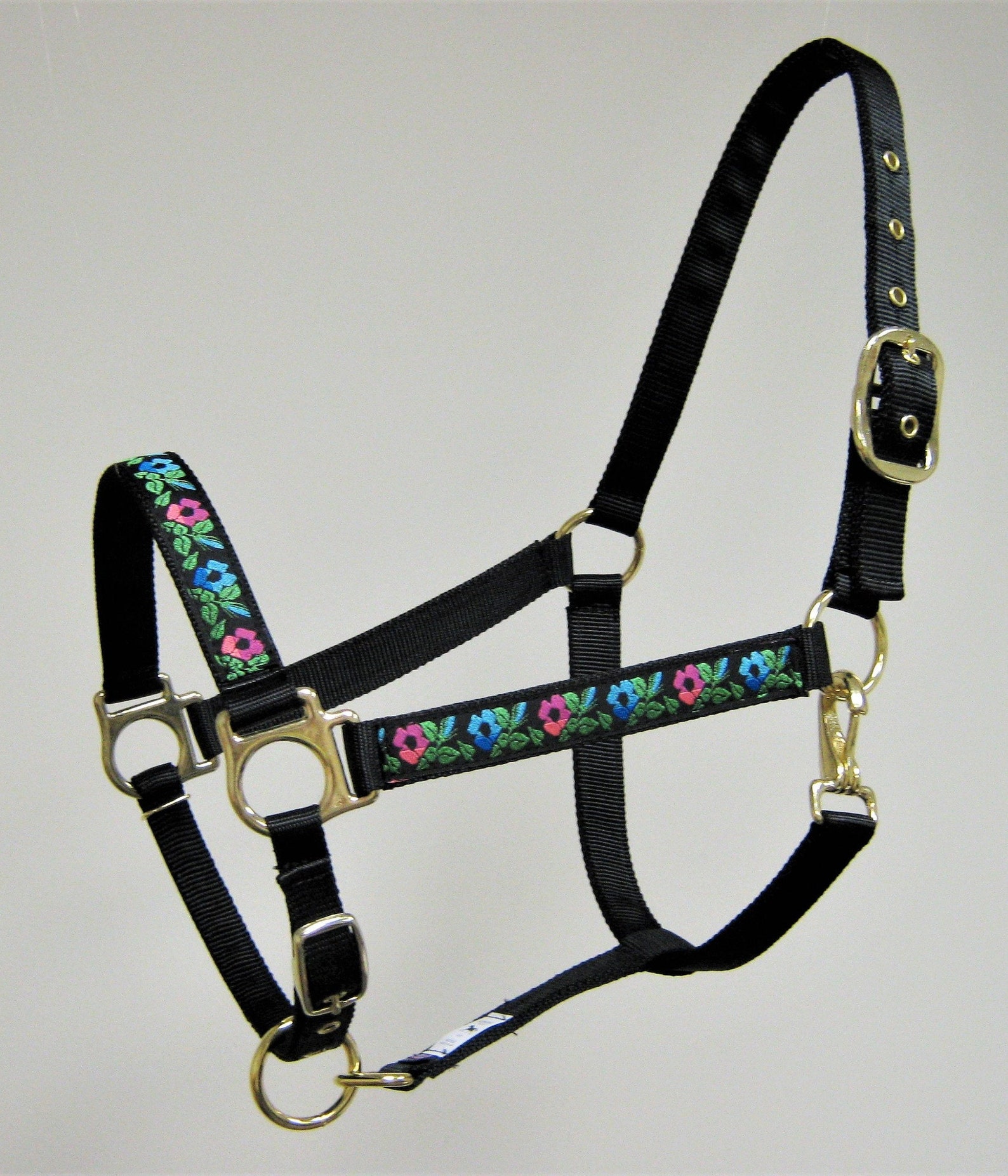 Blue Flower Horse Halter Rose Flower Horse Halter Black Etsy