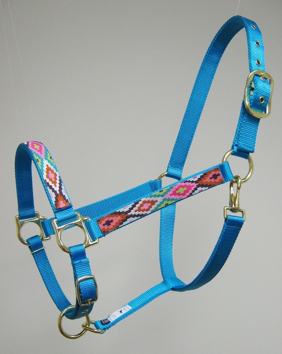 Pink Spirit Weave Horse Halter, Diamond Draft Halter, Colored Diamond Arab Halter, Geometric Design Horse Halter, Western Horse Halter