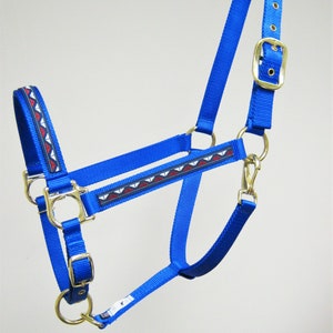 Nautical Waves Horse Halter, Waves Draft Horse Halter, Patriotic Breakaway Large Horse Halter, Custom Halters, Fun Mini Horse Halter