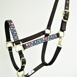 Fall Leaves Horse Halter, Leaves Mini Horse Halter, Custom Draft Horse Halter, Holiday Large Horse Halter, Leather Crown Horse Halter