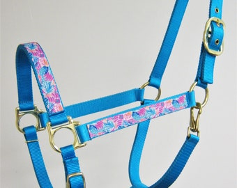 Pineapple Horse Halter, Tropical Mini Horse Halter, Colorful Draft Halter, Pink Horse Halter, Bright Large Horse Halter, Breakaway Halters