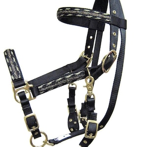 Synthetic Horse Hair Halter Bridle Combo, Trail Bridle, Horse Trail Bridle, Large Horse Halter Bridle, Draft Horse Trail Bridle
