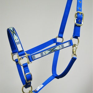 Cimmeron Horse Halter, Western Design Draft Halter, Blue Western Design Large Horse Halter, Custom Mini Horse Halter, Green Pony Halter