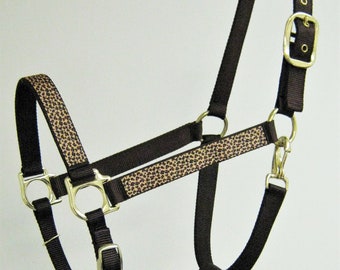 Leopard Design Horse Halter, Cheetah Draft Halter, Rainbow Leopard Pony Halter, Designer Mini Horse Halters, Custom Horse Halters