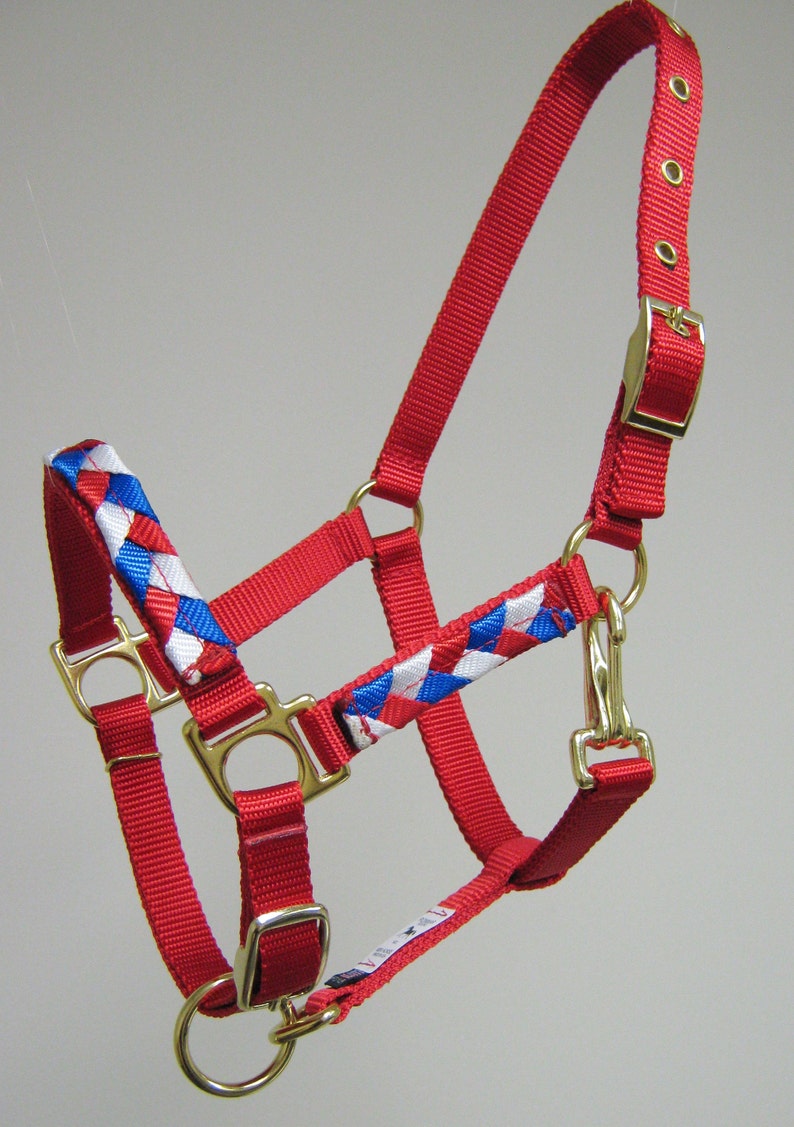 Patriotic Pony Halters 4th of July Mini Horse Halters Parade Pony Halters Custom Mini Halters Red White and Blue Horse Halters