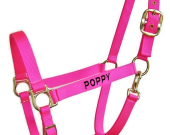 Personalized Horse Halter, Embroidered Mini Horse Halter, Monogrammed Draft Halter, Leather Crown Horse Halter