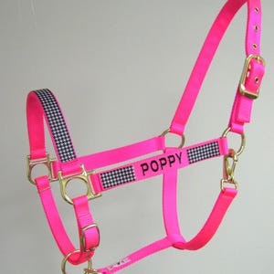 Personalized Houndstooth Horse Halter, Embroidered Fashion Draft Horse Halter, Custom Horse Halter, Breakaway Halter, Fun Design Halters