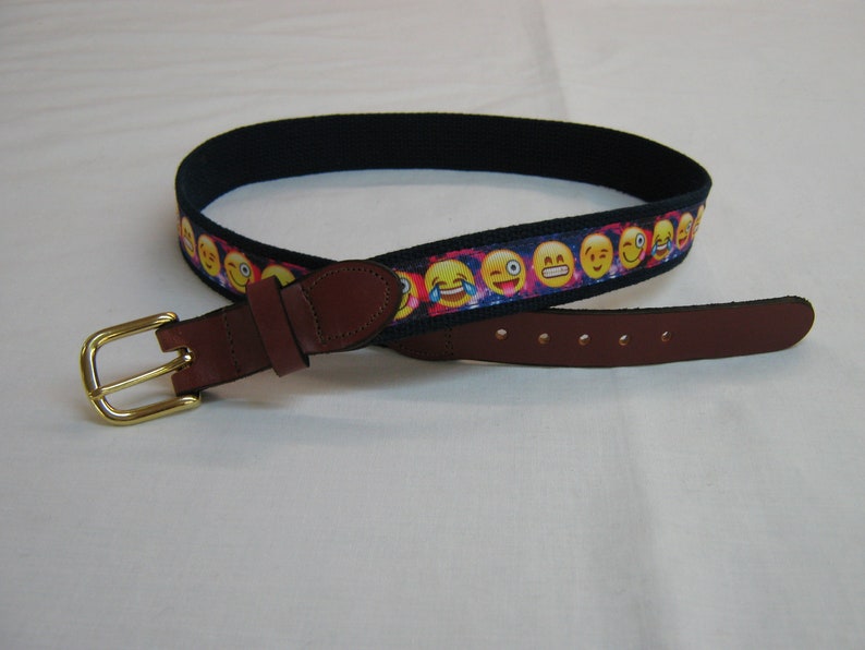 Leather Tab Belts Unicorn Belt Emoji Belt Cotton Etsy