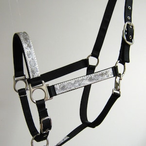 Silver Scroll Horse Halter, Silver Design Draft Horse Halter, Wedding Horse Halter, Scroll Large Horse Halter, Designer Horse Halter