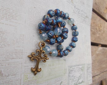 Royal Blue Beads, , Devotional Aid, Rosary Prayer Beads, Beaded Rosary, Prayer Focus, Christian Gift, First Communion Gift, Baptism Gift