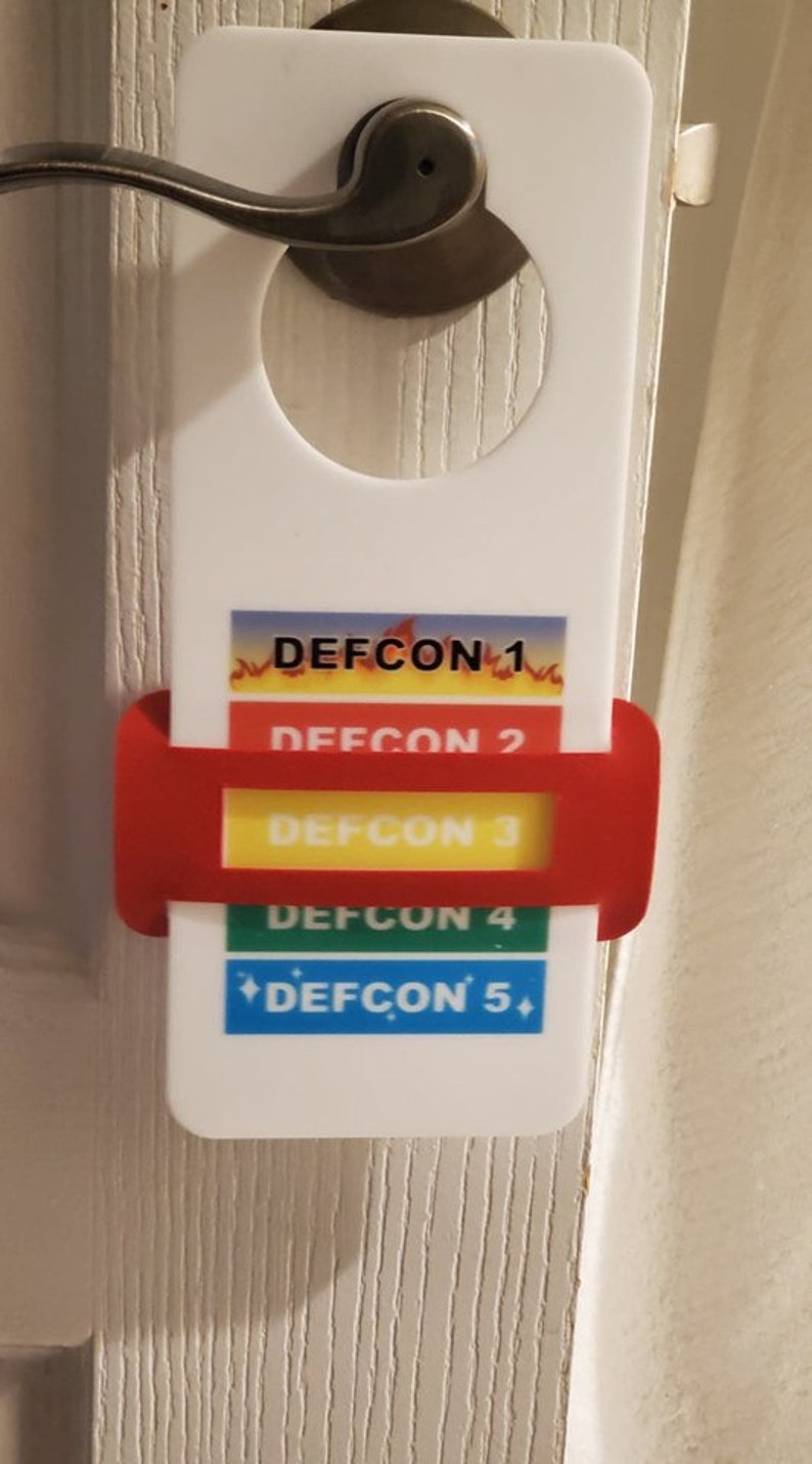 Funny Bathroom Door Sign Hanger DEFCON Levels Etsy