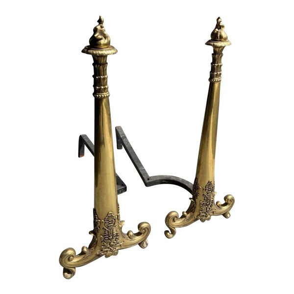 Brass Andirons Etsy