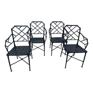 Vintage Restored Chinoiserie Calcutta Patio Chairs by Brown Jordan- Set of 4