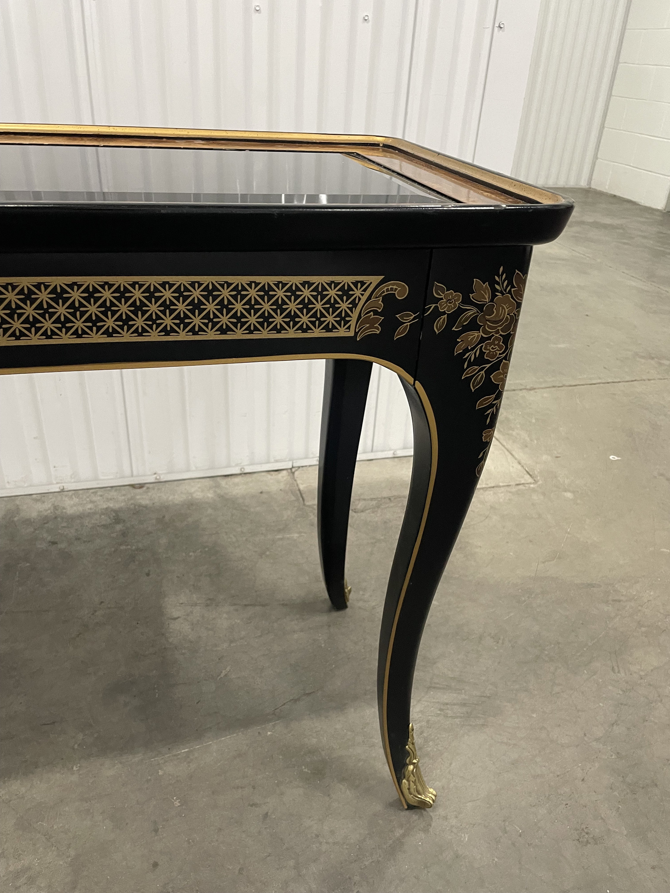 Drexel Heritage Chinoiserie Console Table: Black Lacquered, Hand